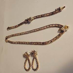 Vintage Mexico Sterling Service Herringbone Weave necklace and bracelet